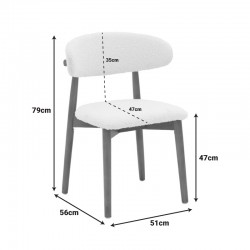 Ubene chair pakoworld rubberwood in walnut-boucle fabric in white shade 51x56x79cm Ubene chair pakoworld rubberwood in walnut-boucle fabric in white shade 51x56x79cm