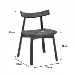 Clareta chair pakoworld rubberwood-rope in black shade 53x55x79cm