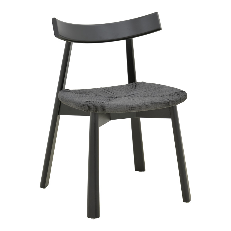 Clareta chair pakoworld rubberwood-rope in black shade 53x55x79cm