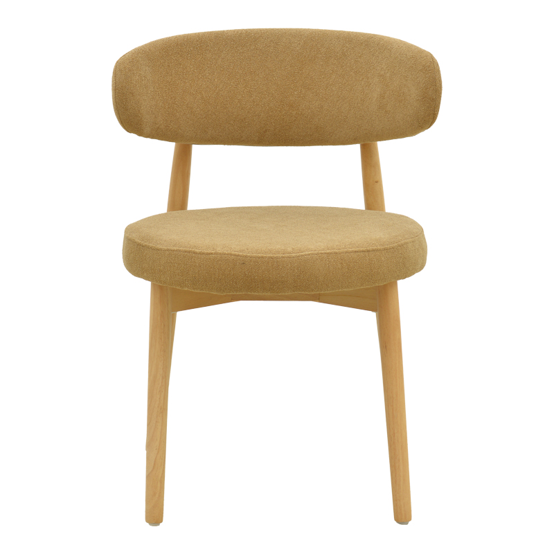 Καρέκλα Luben pakoworld ύφασμα καφέ - rubberwood σε φυσική απόχρωση 53x54x79εκ