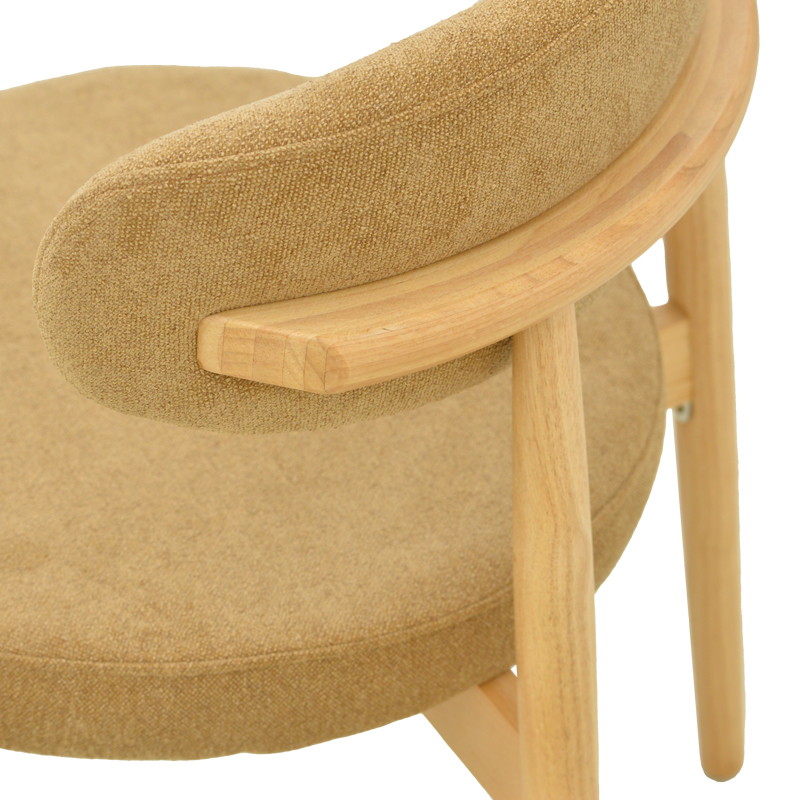 Καρέκλα Luben pakoworld ύφασμα καφέ - rubberwood σε φυσική απόχρωση 53x54x79εκ