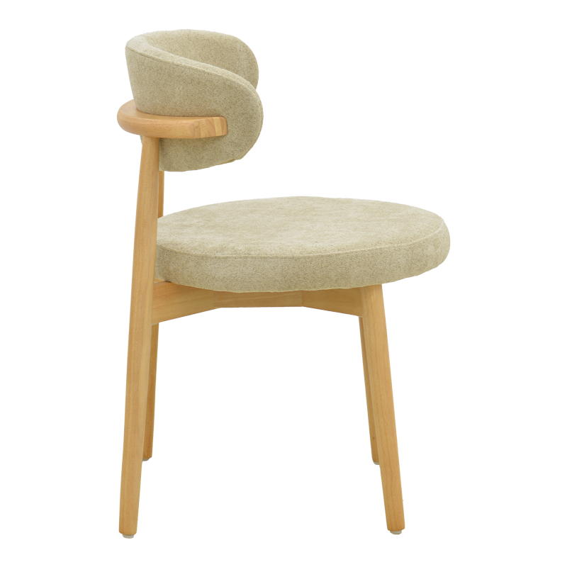 Καρέκλα Luben pakoworld ύφασμα γκρι - rubberwood σε φυσική απόχρωση 53x54x79εκ