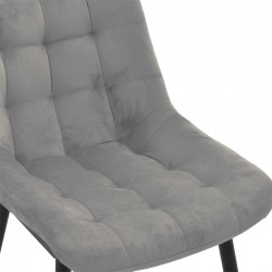 Καρέκλα Vittorio pakoworld ανθρακί βελούδο-πόδι μαύρο μέταλλο 46x62x80εκ