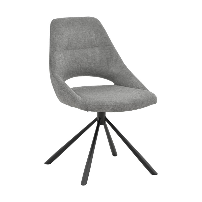 Chair Luciano pakoworld fabric grey-black metal leg rotatable 52x58x86cm Chair Luciano pakoworld fabric grey-black metal leg rotatable 52x58x86cm