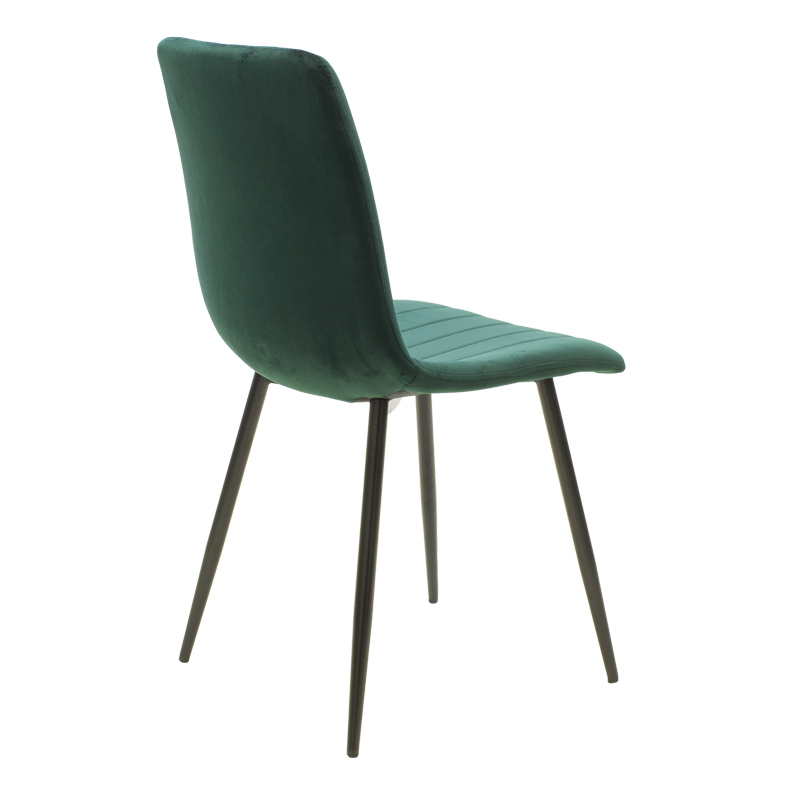 Καρέκλα Noor pakoworld βελούδο σκούρο πράσινο - μαύρο πόδι