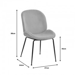 Chair Adelaide pakoworld beige velvet-black leg 47x64x88cm Chair Adelaide pakoworld beige velvet-black leg 47x64x88cm