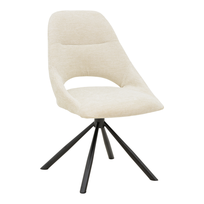 Chair Luciano pakoworld cream fabric and black metal leg rotatable 52x58x86cm Chair Luciano pakoworld cream fabric and black metal leg rotatable 52x58x86cm