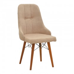Elif pakoworld fabric chair beige-walnut leg 46x50x97cm Elif pakoworld fabric chair beige-walnut leg 46x50x97cm