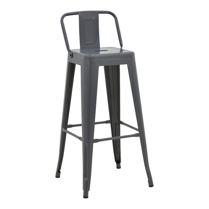 Bar stool with backrest Utopia pakoworld metal anthracite 42x42x97cm