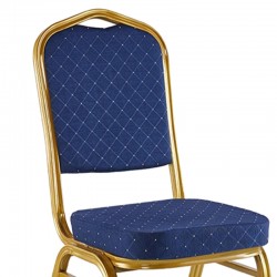 Hilton pakoworld stackable conference chair fabric blue-metal gold 45x51x96cm Hilton pakoworld stackable conference chair fabric blue-metal gold 45x51x96cm