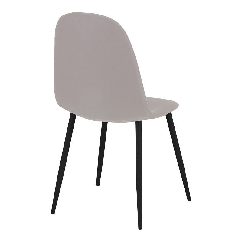 Dining chair Bella pakoworld grey fabric and black metal leg 43.5x52x89cm