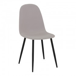 Dining chair Bella pakoworld grey fabric and black metal leg 43.5x52x89cm