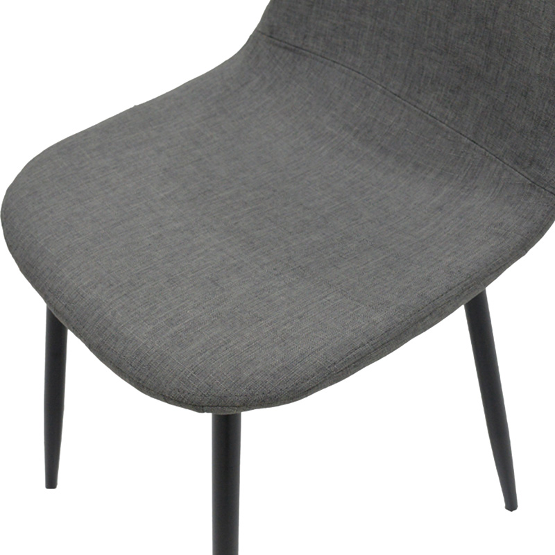 Dining chair Bella pakoworld grey fabric and black metal leg 43.5x52x89cm