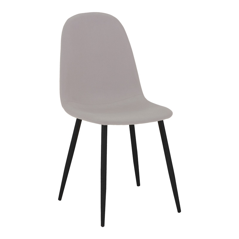 Dining chair Bella pakoworld grey fabric and black metal leg 43.5x52x89cm