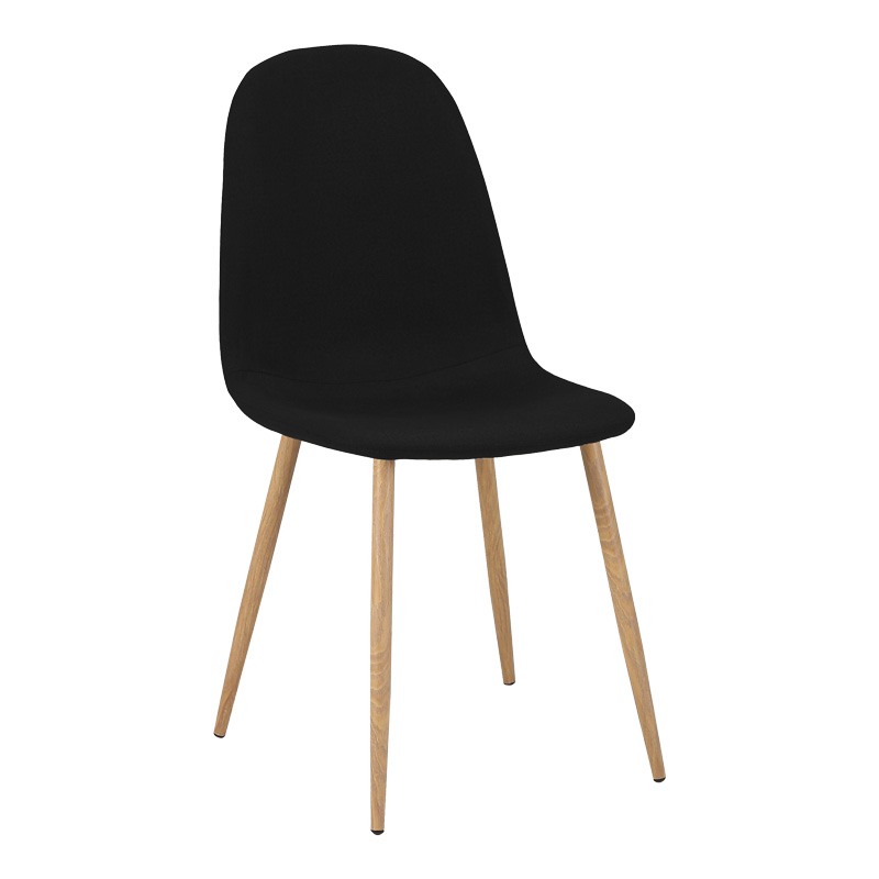 Dining chair Bella pakoworld black fabric and natural metal leg 43.5x52x89cm