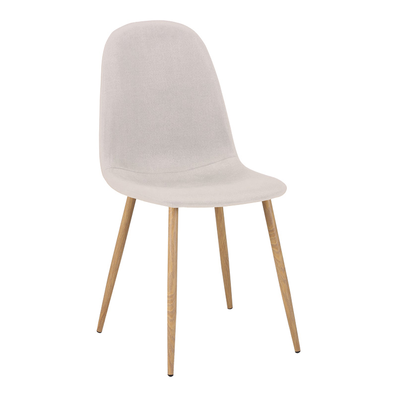 Dining chair Bella pakoworld light grey fabric and natural color metal leg 43.5x52x89cm