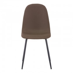Dining chair Bella pakoworld brown fabric and black color metal leg 43.5x52x89cm