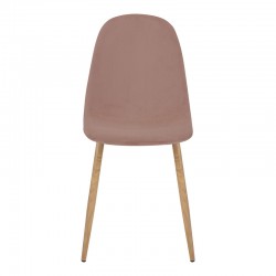Dining chair Bella pakoworld velvet in rotten apple and natural metal leg 43.5x52x89cm
