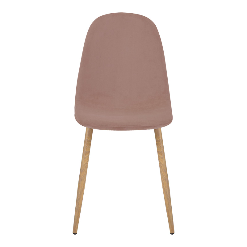 Dining chair Bella pakoworld velvet in rotten apple and natural metal leg 43.5x52x89cm