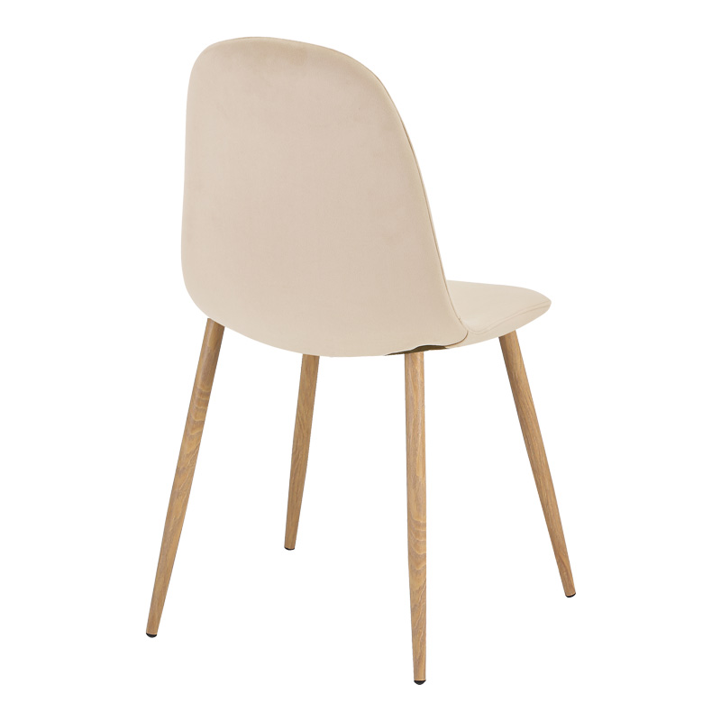 Dining chair Bella pakoworld velvet in natural color and natural metal leg 43.5x52x89cm