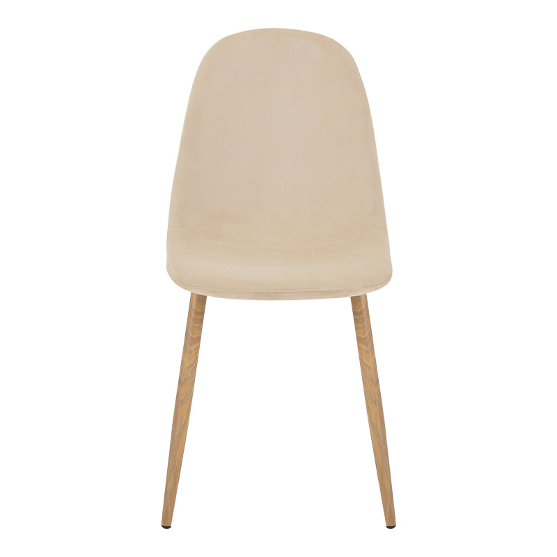 Dining chair Bella pakoworld velvet in natural color and natural metal leg 43.5x52x89cm