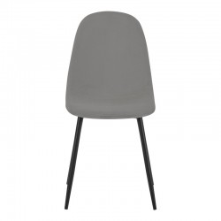 Dining chair Bella pakoworld velvet in grey color and black metal leg 43.5x52x89cm