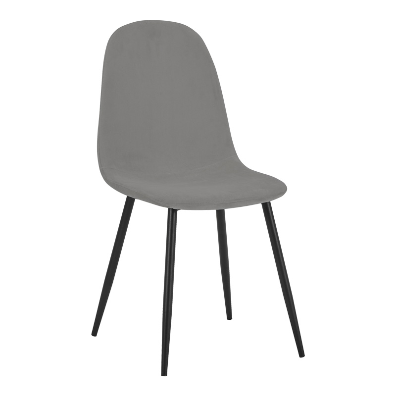 Dining chair Bella pakoworld velvet in grey color and black metal leg 43.5x52x89cm
