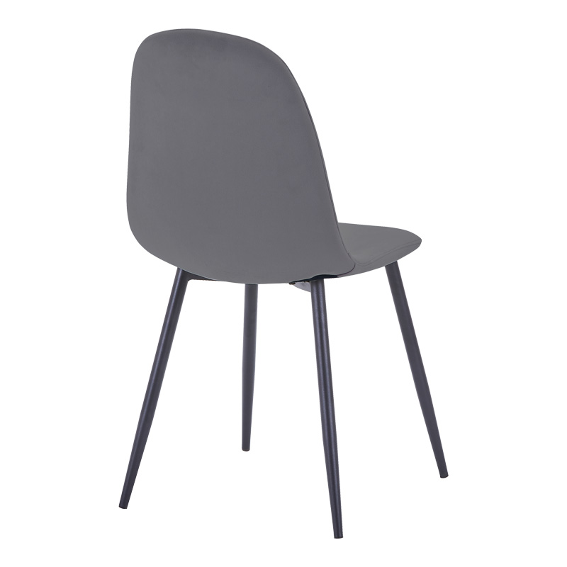 Dining chair Bella pakoworld velvet in dark grey color and black metal leg 43.5x52x89cm