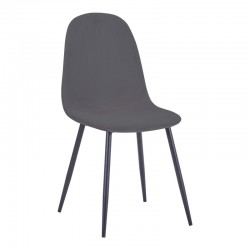 Dining chair Bella pakoworld velvet in dark grey color and black metal leg 43.5x52x89cm