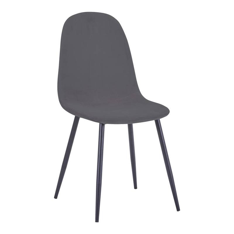 Dining chair Bella pakoworld velvet in dark grey color and black metal leg 43.5x52x89cm