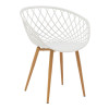 Armchair Ezra pakoworld white pp-natural color metal leg 62.5x56x82cm
