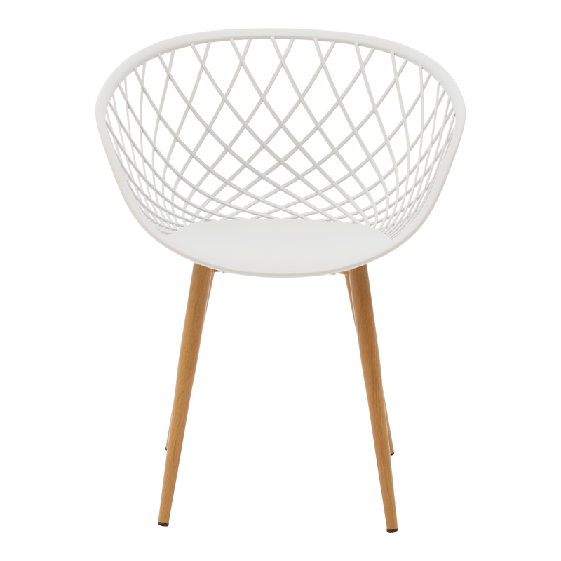 Armchair Ezra pakoworld white pp-natural color metal leg 62.5x56x82cm