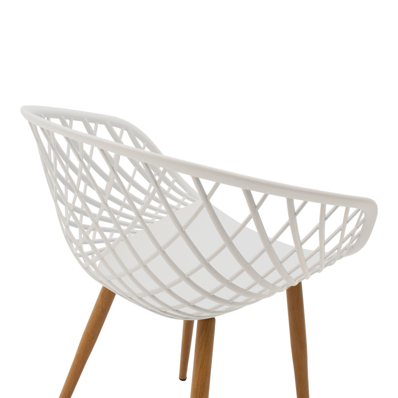 Armchair Ezra pakoworld white pp-natural color metal leg 62.5x56x82cm