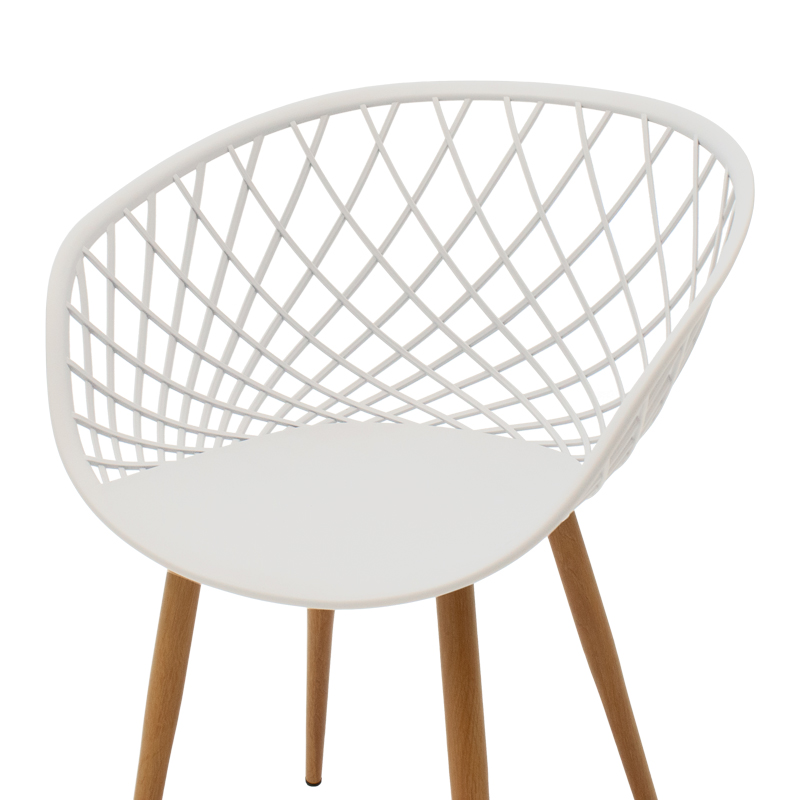 Armchair Ezra pakoworld white pp-natural color metal leg 62.5x56x82cm