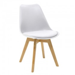 Chair Gaston pakoworld PP-PU white-natural leg 53.5x48.5x83cm