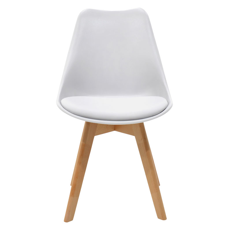 Chair Gaston pakoworld PP-PU white-natural leg 53.5x48.5x83cm