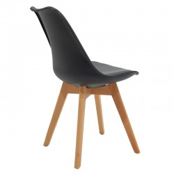 Chair Gaston pakoworld PP-PU black-natural leg 53.5x48.5x83cm