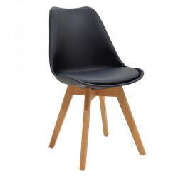 Chair Gaston pakoworld PP-PU black-natural leg 53.5x48.5x83cm