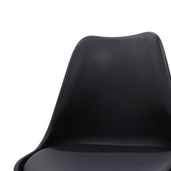 Καρέκλα Gaston pakoworld PP-PU μαύρο-φυσικό πόδι 53.5x48.5x83εκ