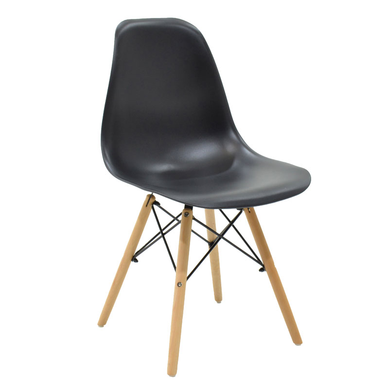 Chair Julita pakoworld PP black-natural leg 41x46x83cm