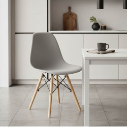 Chair Julita pakoworld PP grey-natural leg 46x50x82cm
