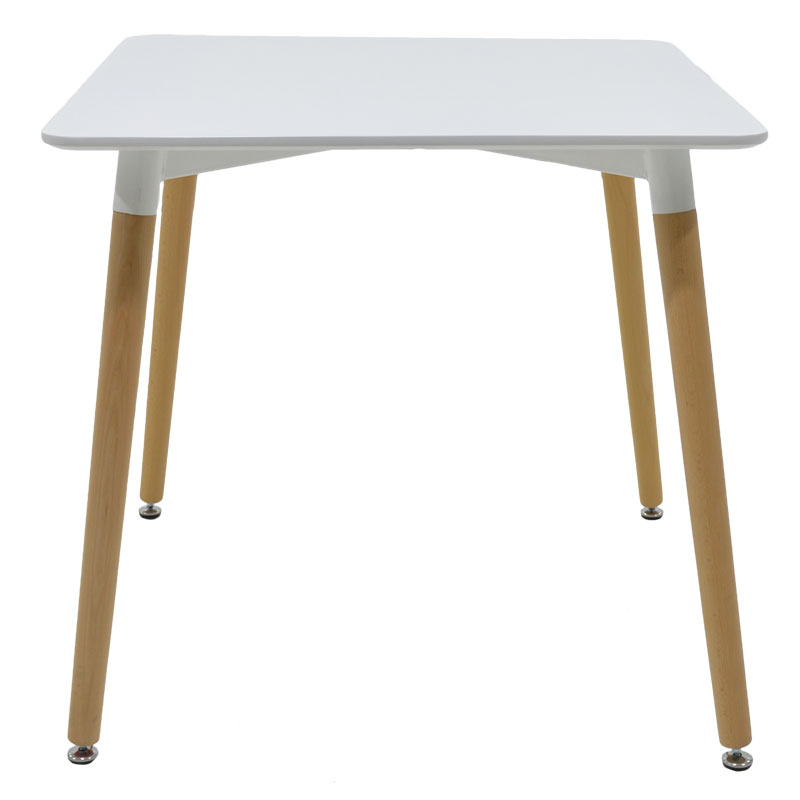 Τραπέζι Natali pakoworld MDF λευκό-πόδια φυσικό 80x80x76εκ