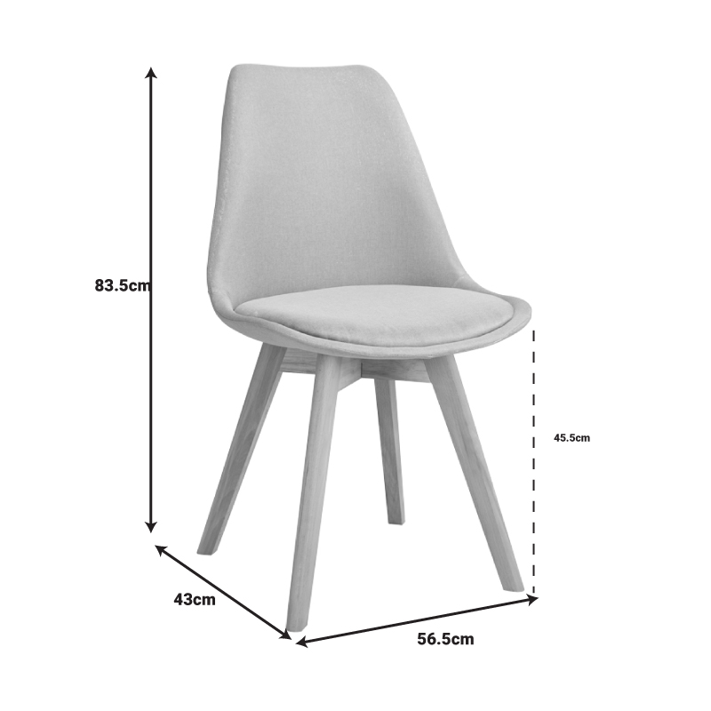Chair Gaston pakoworld dark grey pp-fabric-wooden natural 48x55x83cm