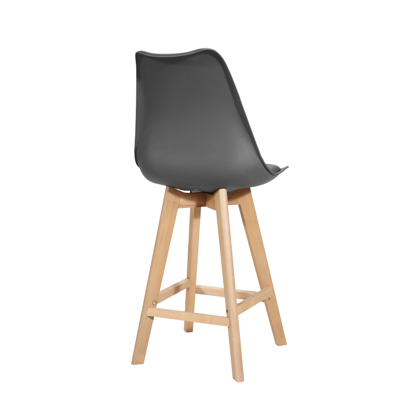 Bar stool Gaston pakoworld dark grey pp-pu-natural wood leg 48.5x56x104cm Bar stool Gaston pakoworld dark grey pp-pu-natural wood leg 48.5x56x104cm