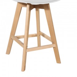 Bar stool Gaston pakoworld white pp-pu and natural wood leg 48.5x56x104cm Bar stool Gaston pakoworld white pp-pu and natural wood leg 48.5x56x104cm