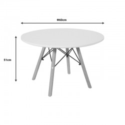 Julita children\'s table pakoworld white mdf and natural beech wood Φ60x51cm