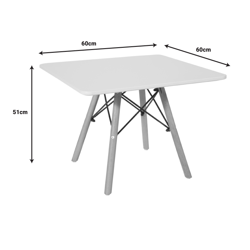 Natali children\'s table pakoworld MDF white and natural beech wood 60x60x51cm Natali children\'s table pakoworld MDF white and natural beech wood 60x60x51cm