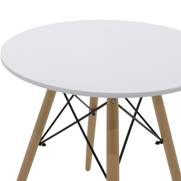 Τραπέζι Julita pakoworld MDF λευκό και ξύλο οξιάς σε φυσική απόχρωση Φ60x73εκ