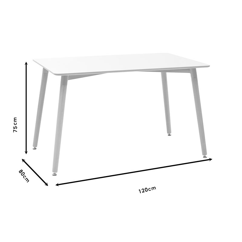 Dining table Natali-Julita set of 5 pakoworld MDF and pp in white-natural shade 120x80x76cm