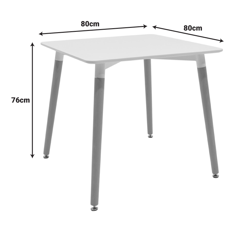 Dining table Natali-Gaston set of 3 pakoworld MDF and beech wood in gray-white-natural shade 80x80x76cm